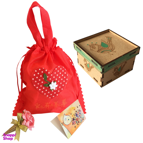 ست هدیه جعبه چوبی طرح پرنده آزادی مجموعه 4 عددی