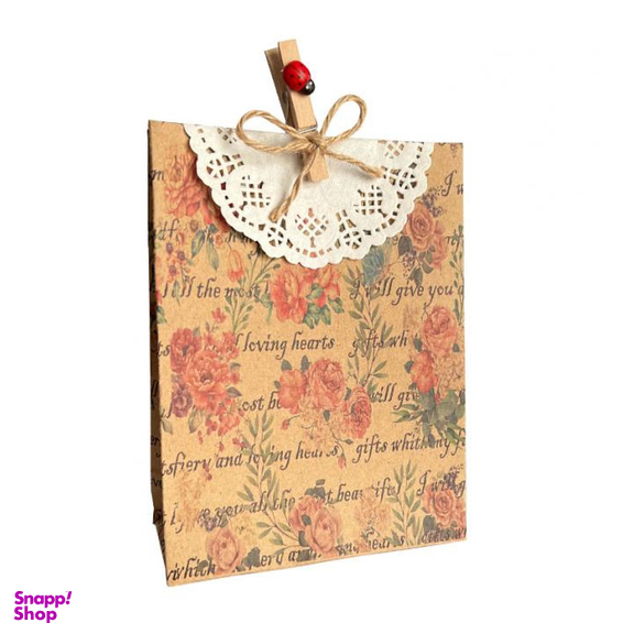 پاکت هدیه طرح گلهای پیونی کلاسیک سایز 11×15 سانتی متر