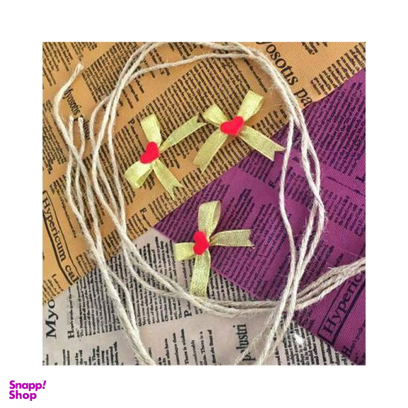 کاغذ کادو پارچه‌ ای کد BF012 به همراه نخ کنفی و پاپیون مجموعه 3 عددی