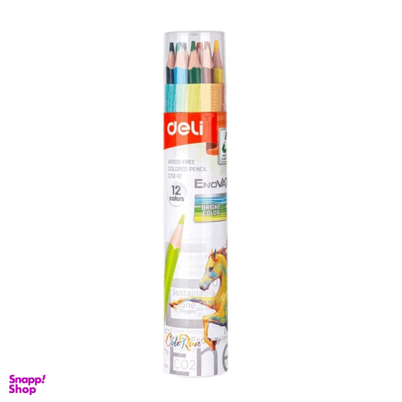 مداد رنگی 12 رنگ دلی (Deli) مدل لوله‌ای کد 8643