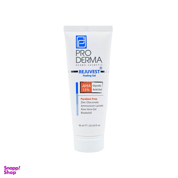 ژل لایه بردار پرودرما (Pro Derma) مدل Rejuvest AHA 15% مناسب انواع پوست حجم 40 میلی‌لیتر