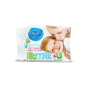دستمال مرطوب دست و صورت کودک دافی (Dafi) مدل Vita Milk بسته 20 عددی