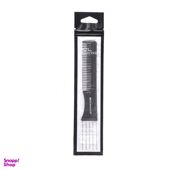 شانه مو بیول (Biol) مدل تخت متوسط با دسته و چنگک تقسیم و تمیز کن رنگ مشکی