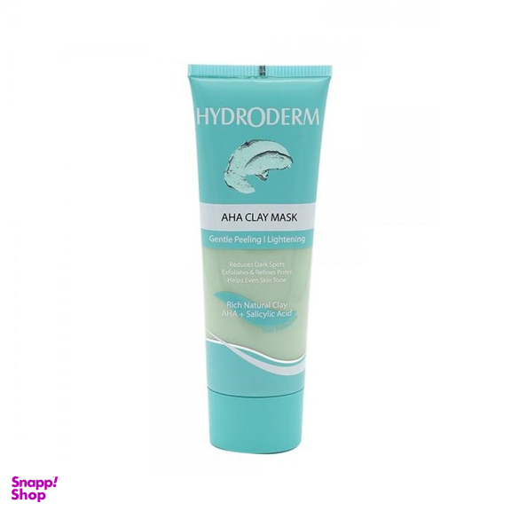 ماسک لایه بردار هیدرودرم (Hydroderm) مدل AHA CLAY حاوی خاک رس، اسیدهای طبیعی میوه و اسید سالیسیلیک حجم 100 میلی‌لیتر