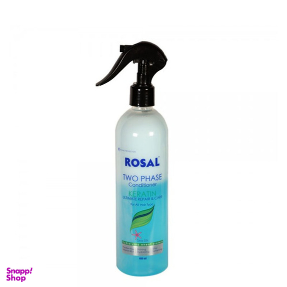 اسپری دو فاز کراتینه ترمیم کننده روزال (Rosal) مناسب موهای خشک و آسیب دیده حجم 400 میلی‌لیتر