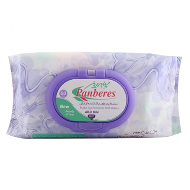 دستمال مرطوب پاک کننده آرایش پنبه ریز (Panberes) بسته 60 عددی