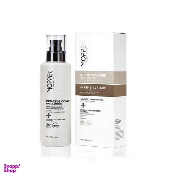 لوسیون مو موپک (Moppek) مدل Keratin Cover حجم 250 میلی‌لیتر