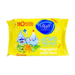 دستمال مرطوب پاک کننده کودک دافی (Dafi)مدل Mari gold and Aloe vera بسته 20 عددی