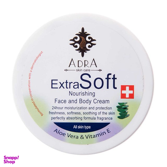 کرم مرطوب کننده آدرا (Adra) مدل Aloe Vera & Vitamin E حجم 200 میلی‌ لیتر