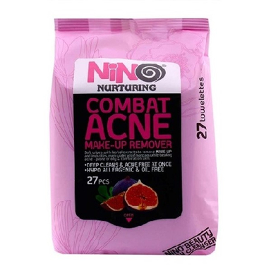دستمال مرطوب پاک کننده آرایش نینو مدل Combat Acne بسته 27 عددی