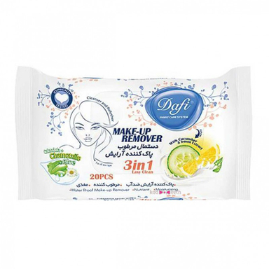 دستمال مرطوب پاک کننده آرایش دافی (Dafi) بسته 20 عددی