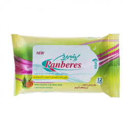 دستمال مرطوب دست و صورت پنبه ریز (Panberes) بسته 12 عددی