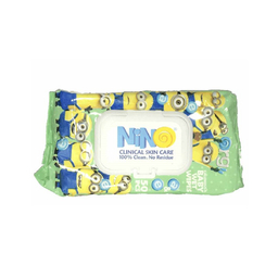 دستمال مرطوب کودک نینو (Nino) طرح مینیون سبز دردار بسته 50 عددی