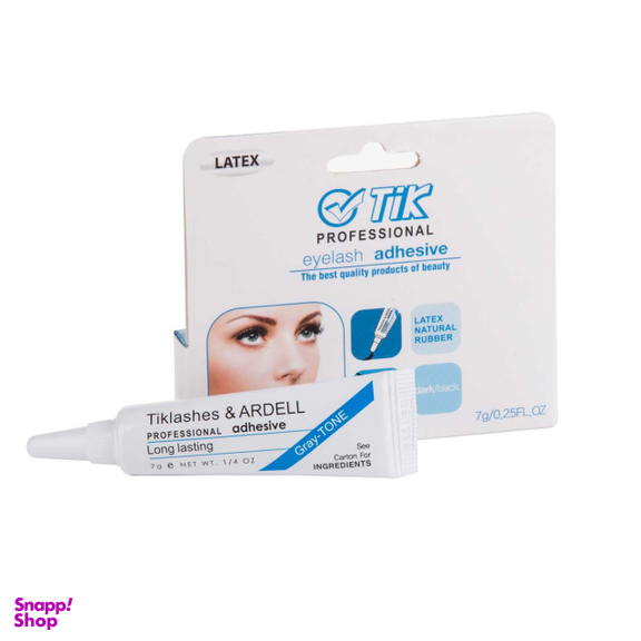چسب مژه بسیار قوی تیوپی تیک (Tik) مدل لاتکس رنگ طوسی (مشکی پس از استفاده)