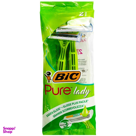 خود تراش زنانه بیک (Bic) مدل Pure Lady 3 حاوی آلویه ورا بسته 2 عددی