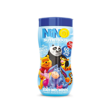 دستمال مرطوب کودک فاقد پارابن و صابون نینو (Nino) مدل کارتونی