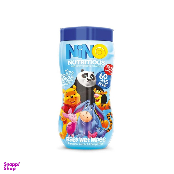 دستمال مرطوب کودک فاقد پارابن و صابون نینو (Nino) مدل کارتونی