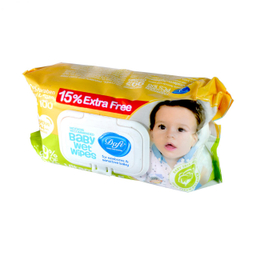 دستمال مرطوب پاک کننده کودک دافی مدل Extra بسته 100 عددی