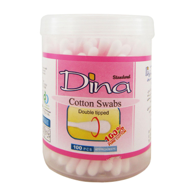 گوش پاک کن قوطی پلی پروپیلنی معمولی دینا (Dina) بسته 100 عددی