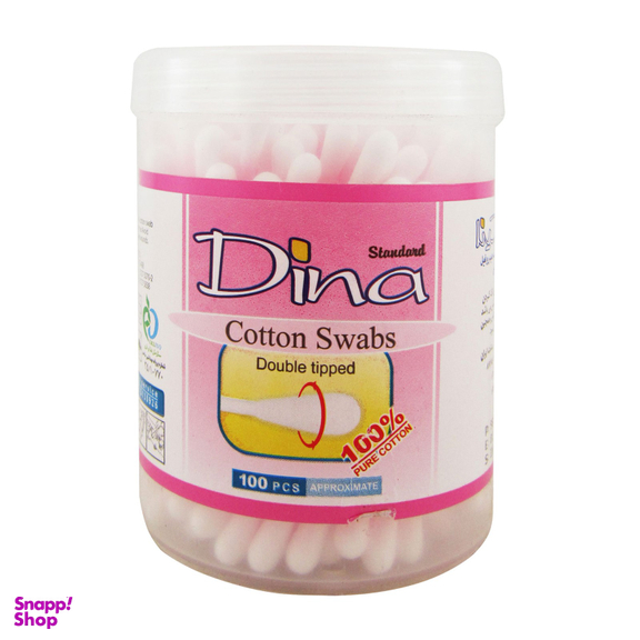 گوش پاک کن قوطی پلی پروپیلنی معمولی دینا (Dina) بسته 100 عددی