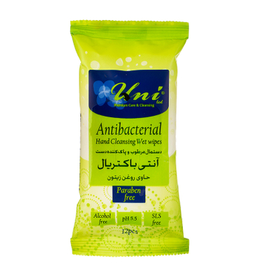 دستمال مرطوب یونی لد (Uni Led) مدل Antibacterial بسته 12 عددی