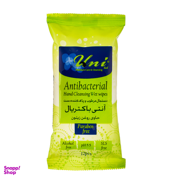 دستمال مرطوب یونی لد (Uni Led) مدل Antibacterial بسته 12 عددی
