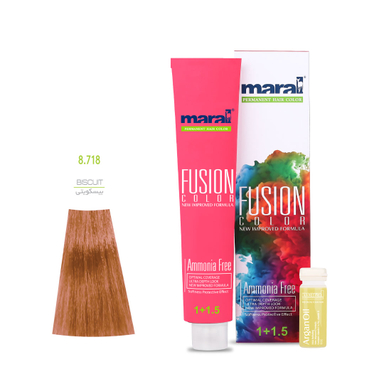 رنگ مو فاقد آمونیاک مارال (Maral) مدل Fusion Color شماره 8.718 رنگ بیسکوییتی حجم 100 میلی‌لیتر
