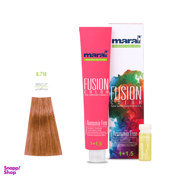 رنگ مو فاقد آمونیاک مارال (Maral) مدل Fusion Color شماره 8.718 رنگ بیسکوییتی حجم 100 میلی‌لیتر