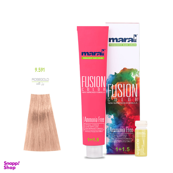 رنگ مو فاقد آمونیاک مارال (Maral) مدل Fusion Color شماره 9.591 رنگ رز گلد حجم 100 میلی‌لیتر
