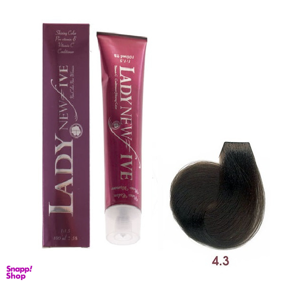 رنگ مو لیدی (Lady) شماره 4.3 رنگ قهوه ای زیتونی متوسط حجم 120 میلی‌ لیتر