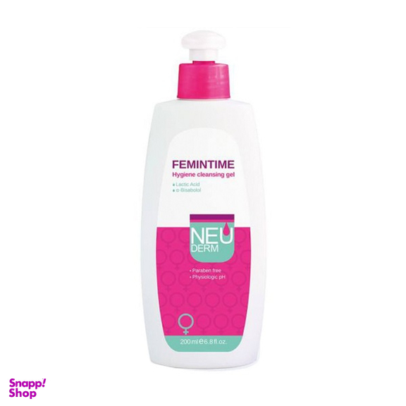 ژل بهداشتی بانوان نیودرم (Neuderm) مدل Femintime حجم 200 میلی‌لیتر
