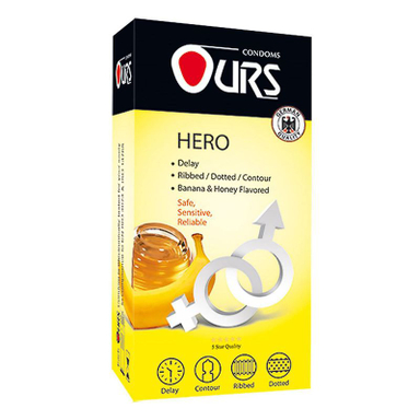 کاندوم باریک و تاخیری آورز (Ours) مدل هیرو بسته 12 عددی
