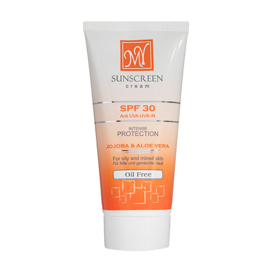 کرم ضد آفتاب فاقد چربی بی رنگ مای با SPF30 حاوی Jojoba & Aloe vera مناسب پوست چرب و مختلط حجم 50 میلی لیتر
