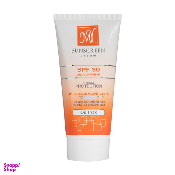 کرم ضد آفتاب فاقد چربی بی رنگ مای با SPF30 حاوی Jojoba & Aloe vera مناسب پوست چرب و مختلط حجم 50 میلی لیتر