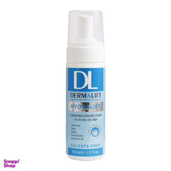 فوم شستشوی صورت درمالیفت (Dermalift) مدل Hydralift مناسب پوستهای خشک حجم 150 میلی‌لیتر