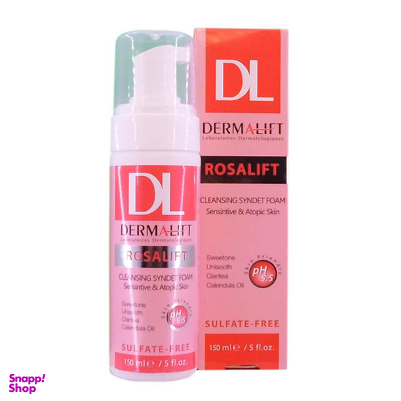 فوم شستشوی صورت درمالیفت (Dermalift) مدل Rosalift مناسب پوستهای حساس حجم 150 میلی‌لیتر