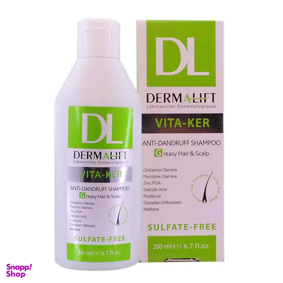 شامپو ضد شوره موی چرب درمالیفت (Dermalift) مدل Vita-ker حجم 200 میلی‌لیتر