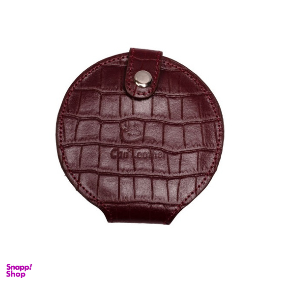 آینه جیبی چرم کن ا (Can a leather) مدل J-512 رنگ زرشکی