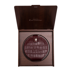 آینه جیبی چرم کن ا (Can a leather) مدل J-512 رنگ زرشکی