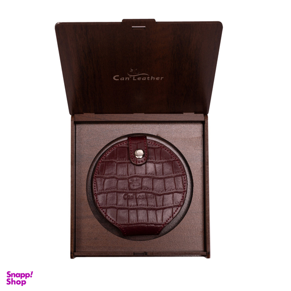 آینه جیبی چرم کن ا (Can a leather) مدل J-512 رنگ زرشکی