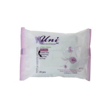 دستمال مرطوب یونی لد (Uni Led) سری Herbal Origin مدل Oily Skin بسته 20 عددی