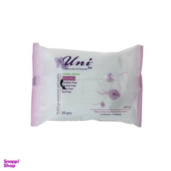 دستمال مرطوب یونی لد (Uni Led) سری Herbal Origin مدل Oily Skin بسته 20 عددی