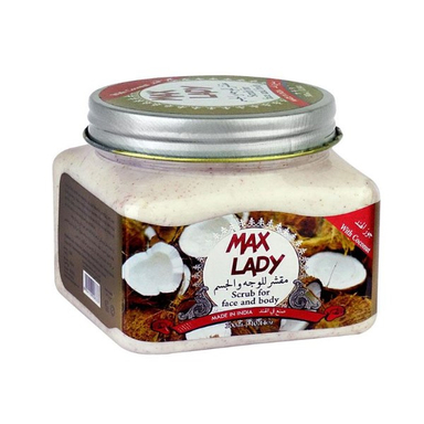 اسکراب لایه بردار پوست مکس لیدی (Max lady) حاوی عصاره نارگیل حجم 300 میلی‌لیتر