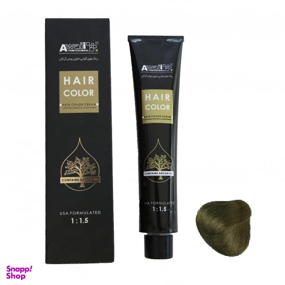 رنگ مو آوایی (Awaii) سری Argan شماره 8.2 رنگ بلوند زیتونی روشن حجم 120 میلی‌ لیتر