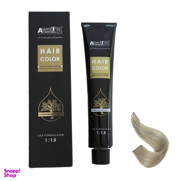 رنگ مو آوایی (Awaii) سری Argan شماره 9.1 رنگ بلوند دودی خیلی روشن حجم 120 میلی‌ لیتر