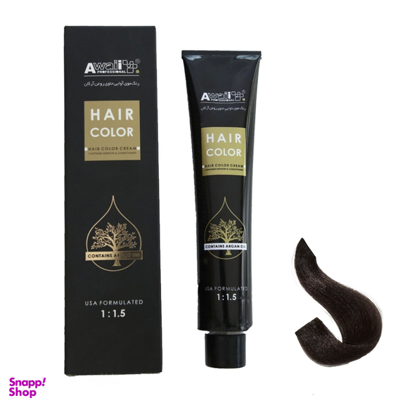 رنگ مو آوایی (Awaii) سری Argan شماره 4.17 رنگ دودی بنفش متوسط حجم 120 میلی‌ لیتر