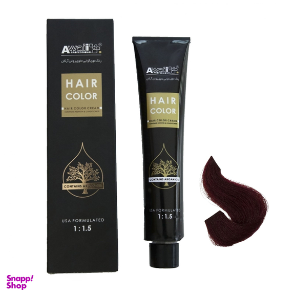 رنگ مو آوایی (Awaii) سری Argan شماره 6.67 رنگ بلوند بادمجانی تیره حجم 120 میلی‌ لیتر