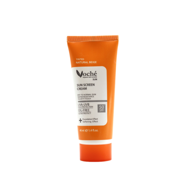 کرم ضد آفتاب رنگی وچه (Voche) رنگ بژ طبیعی با SPF50 مناسب برای پوست خشک حجم 40 میلی لیتر