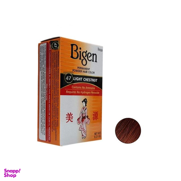رنگ مو پودری بیگن (Bigen) شماره 47 وزن 6 گرم رنگ بلوطی تیره