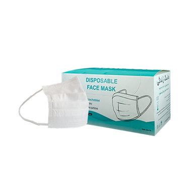 ماسک سه لایه رنگ سفید جعبه 50 عددی